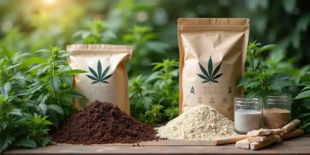 A thriving cannabis garden with plants growing in nutrient-rich organic soil, highlighting the best soil recipe for weed cultivation.