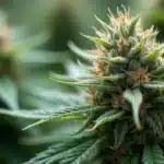 Close up of a healthy cannabis flower monitored for bud rot prevention.