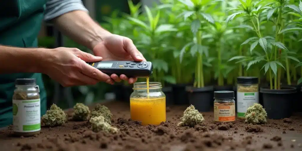 Measuring nutrient levels for autoflower plants during week 10.