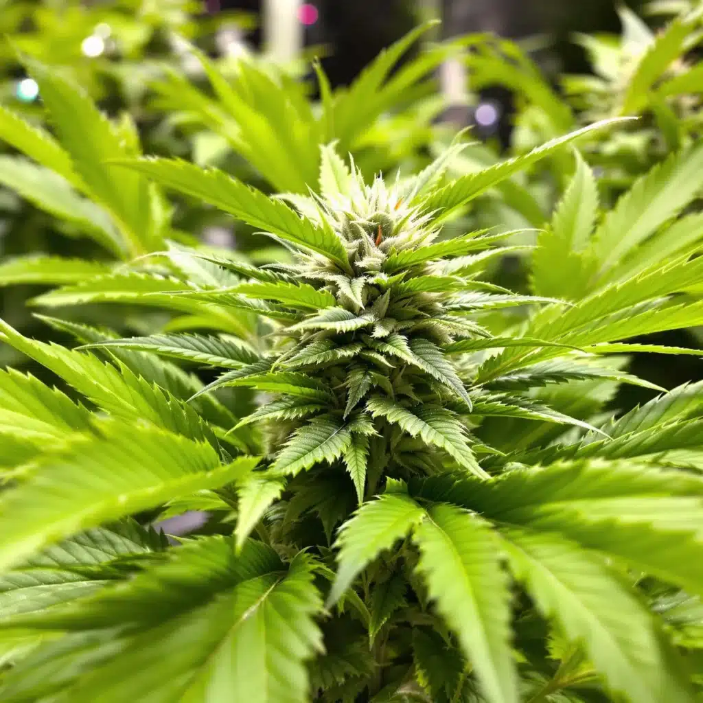 Cannabis plant 4 weeks into flowering with no buds under grow lights.