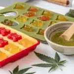 Homemade cannabis-infused gummies in a silicone mold