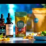 A selection of CBD gummies and capsules designed for gastric relief.