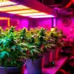 Autoflowering cannabis plants thriving under high-performance LED grow lights.