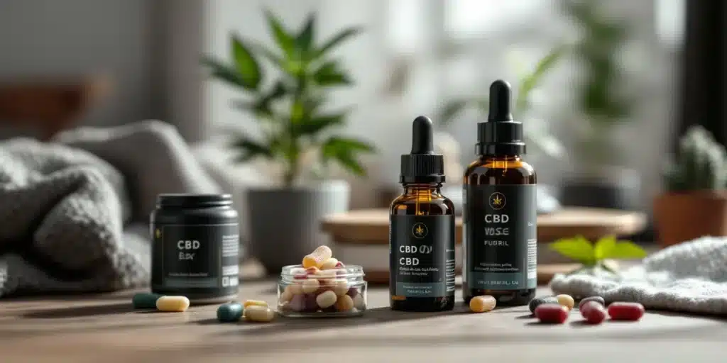 CBD oils and supplements designed for better sleep and potential sleep apnea relief.
