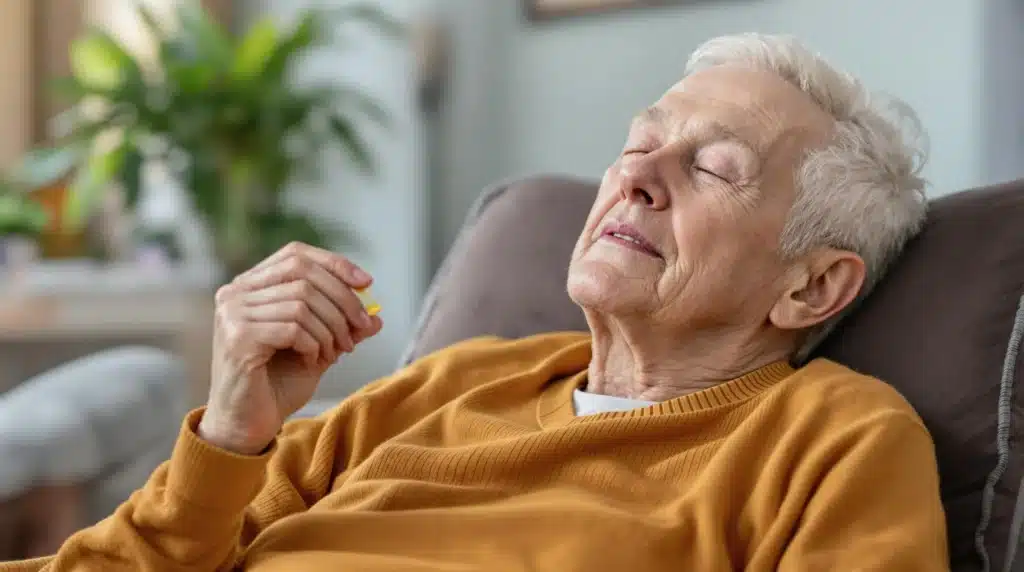 MS patient using cannabis oil for symptom relief and improved well-being.