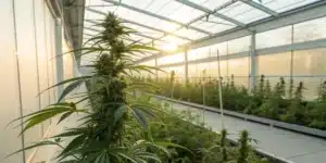 Sunlit cannabis plant representing cannabis treatment for epilepsy in a natural care setting.