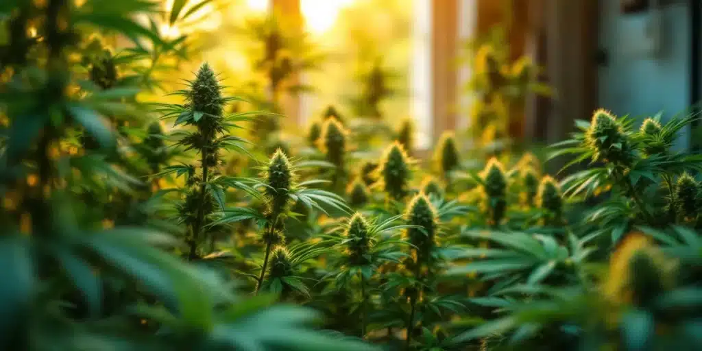 Thriving cannabis plants grown with properly balanced pH water.