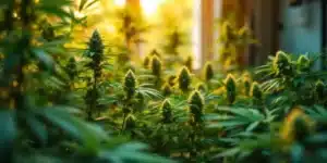 Thriving cannabis plants grown with properly balanced pH water.