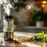 Sleek dry herb vaporizer producing pure cannabis vapor.