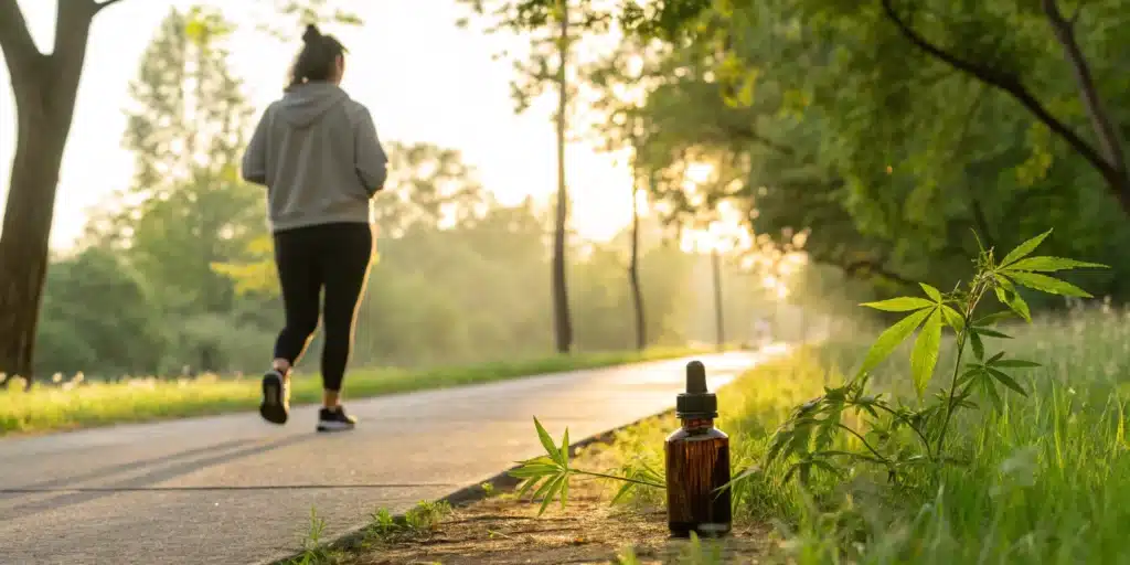 Individual enjoying nature with a cannabis product, representing cannabis for asthma treatment support.