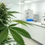 Close-up of a cannabis plant in a lab illustrating cannabis used for cancer treatment.