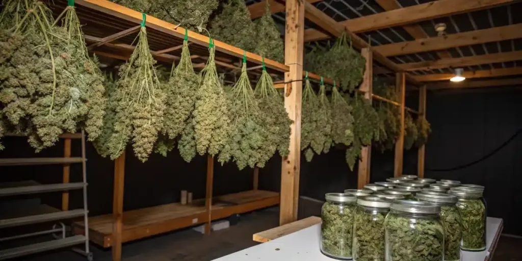 Indoor cannabis plants of the Wedding Cake x Animal Mints strain growing under optimal lighting conditions.