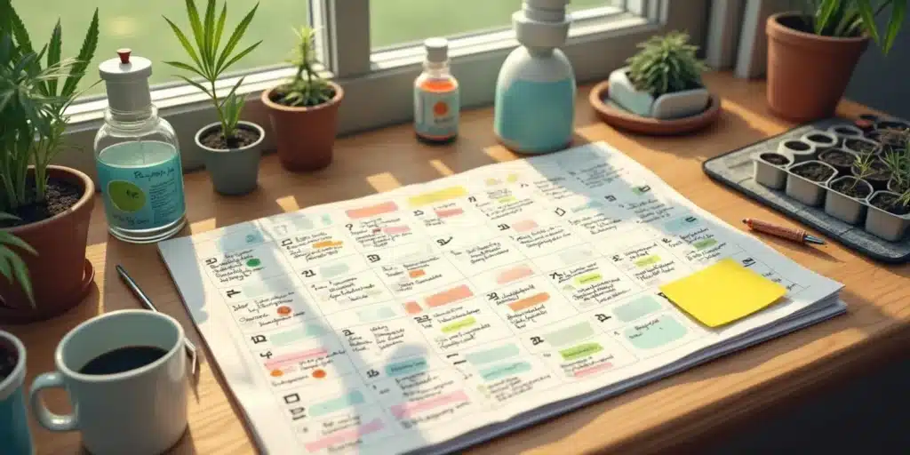 A detailed Grow Calendar with cultivation schedules, fertilization notes, and plant care reminders. Tracking each growth phase helps maximize yields and plant health.
