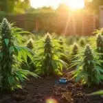Fertilizing outdoor cannabis: A thriving cannabis garden.
