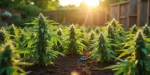 Fertilizing outdoor cannabis: A thriving cannabis garden.