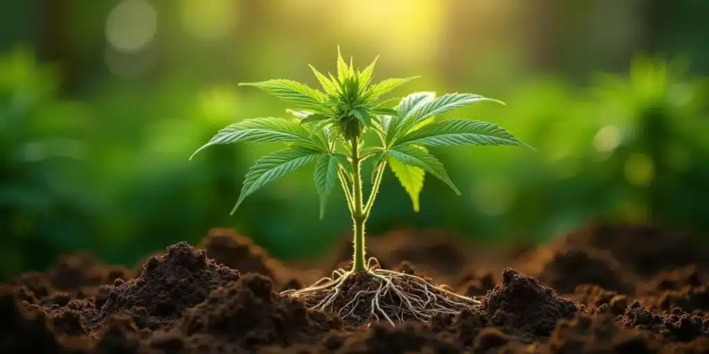 Good nutrients for outdoor weed: A young cannabis.