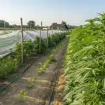 Outdoor cannabis garden using organic methods to protect your outdoor grow from bugs naturally with companion planting and netting.
