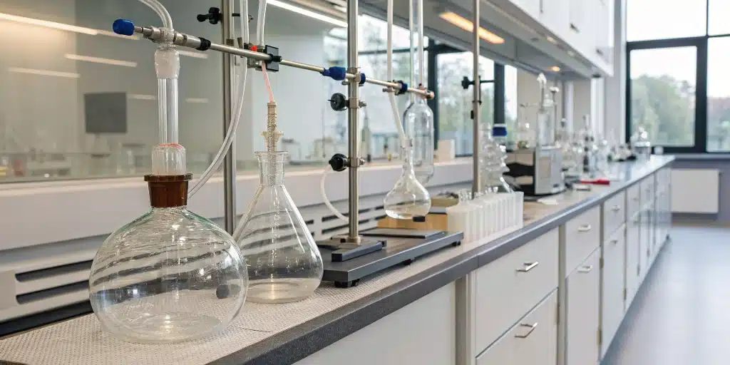 Modern laboratory equipment for CBD Distillate extraction.