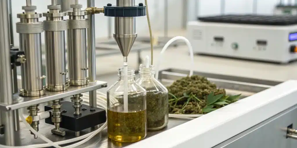 High-quality image of CBD and CBG extraction equipment demonstrating the extraction process.