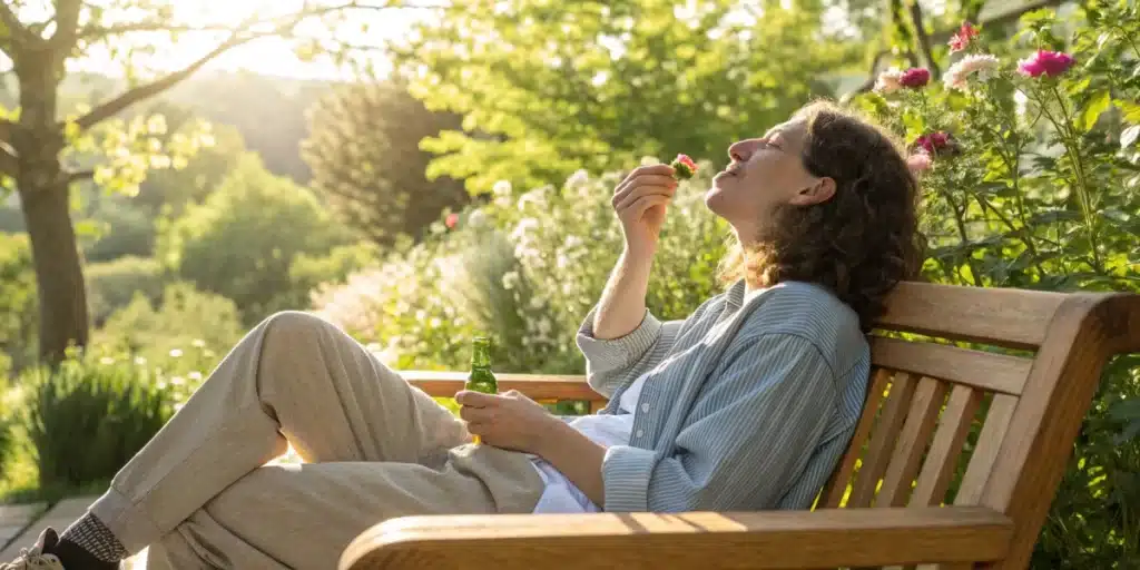 Photo of a person practicing healthy lifestyle habits to support the elimination of edible CBD from the body.