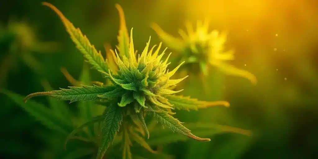 Close-up of a cannabis flower highlighting the role of endophytes in plant health.
