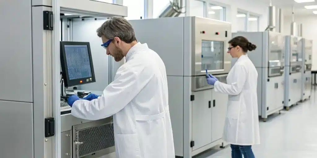 Technicians working on which cannabis preparation involves flash freezing and extraction in a high-tech laboratory.