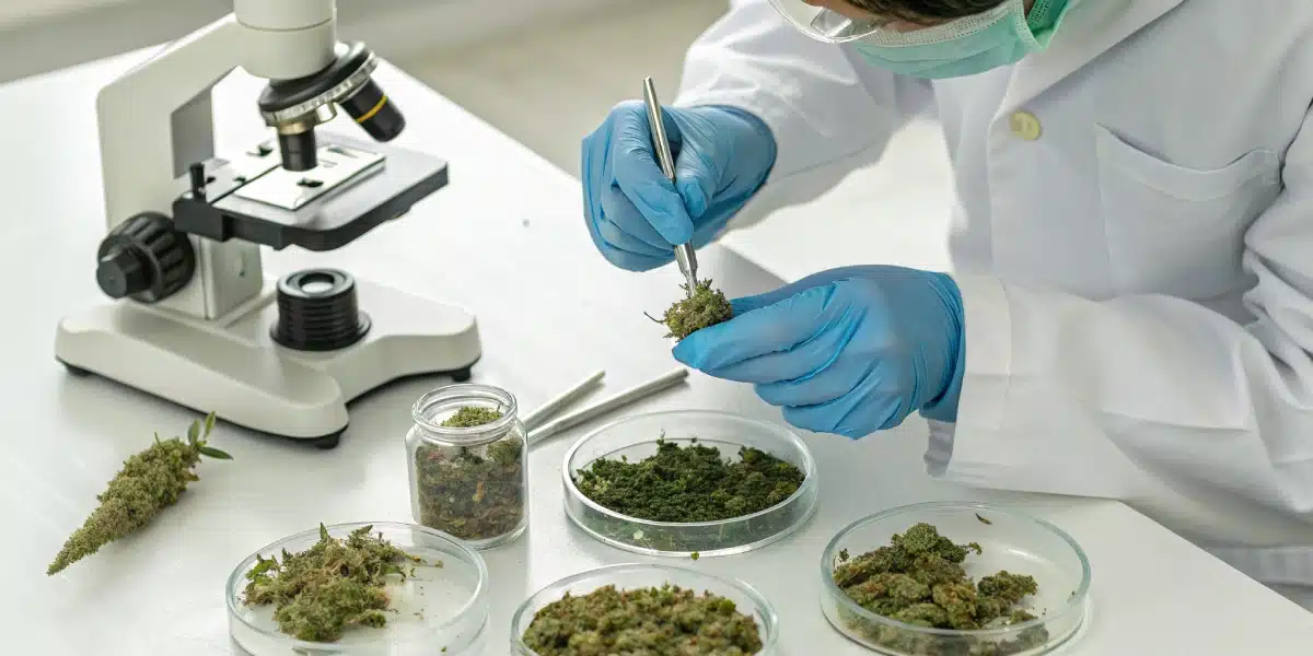 Diagram outlining steps to determine if weed is laced with distinct checkpoints.