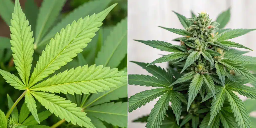 Infographic comparing normal cannabis and laced weed with clear visual indicators.