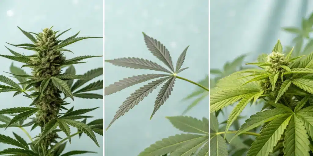 Cannabis strains for sleep with sleep quality ratings and calming properties.