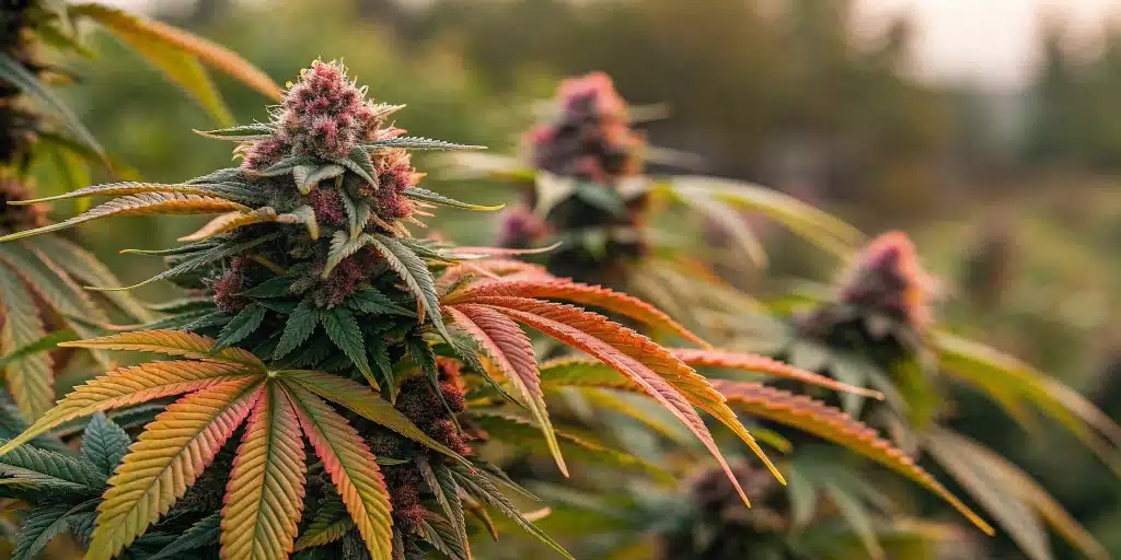 Close-up view of cannabis buds indicating when to switch to bloom nutrients outdoors for improved yield.