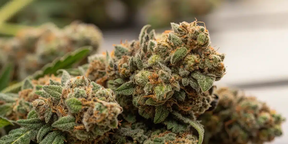 Fire Kush CBD strain growth information diagram outlining key cultivation aspects such as genetics, terpene profile, and expected effects