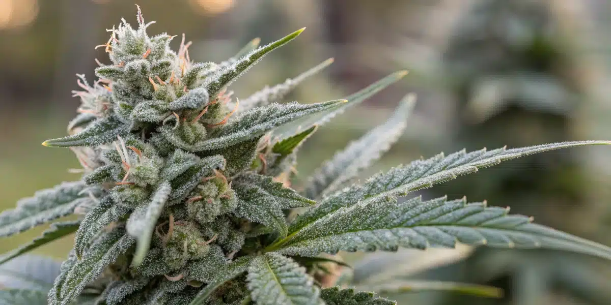 Blueberry FV cannabis plants in an indoor grow setup with LED grow lights, lush foliage, and thick, resinous buds ready for harvest