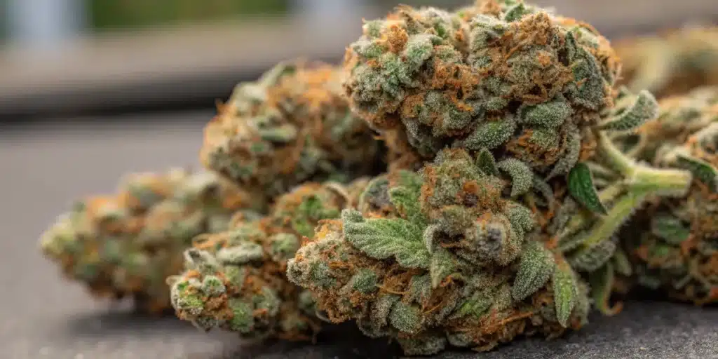 Fire Kush CBD strain cultivation guide infographic showing essential growth factors, including flowering time, yield, and plant height