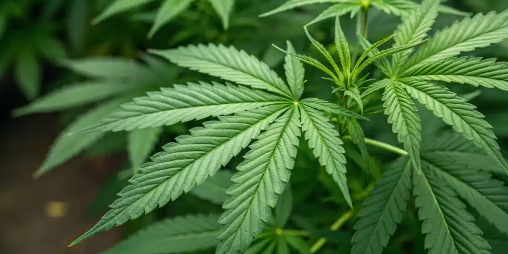 Close-up of healthy cannabis leaves free from mold."