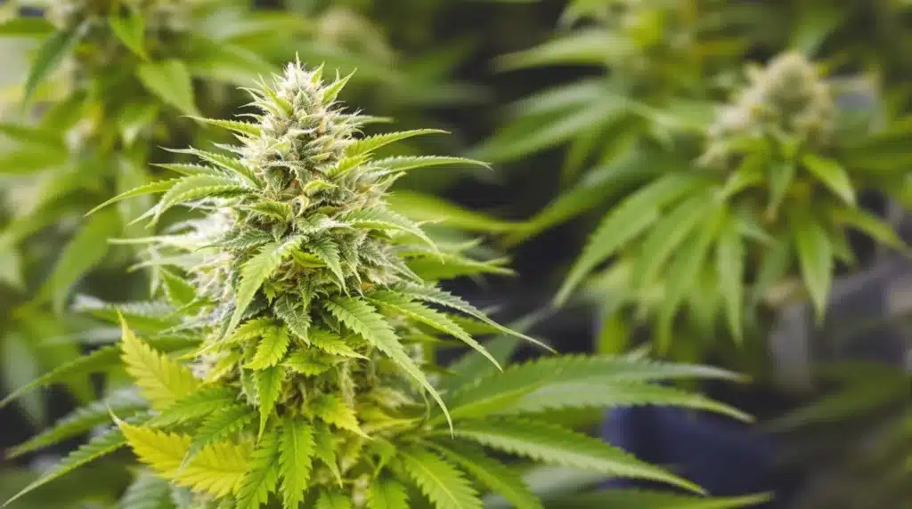 Close-up of a healthy cannabis bud reflecting balanced nutrition through sap analysis