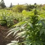 Outdoor cannabis garden with autoflowers growing in the best soil for autoflowers outdoor.