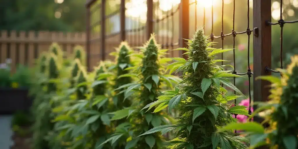 A well-maintained backyard cannabis garden