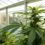 Realistic image showing boosting auxins in cannabis plants with vigorous leaf and root development.