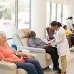 Can you donate blood if you smoke marijuana: inviting donation center scene.