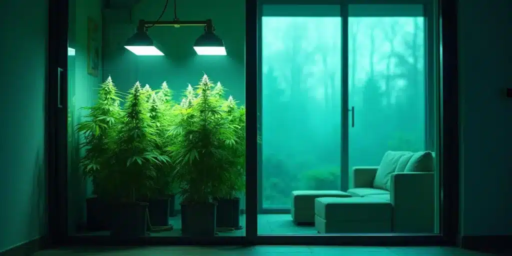 Cannabis plants growing near window raising concern if weed smell can go through walls.