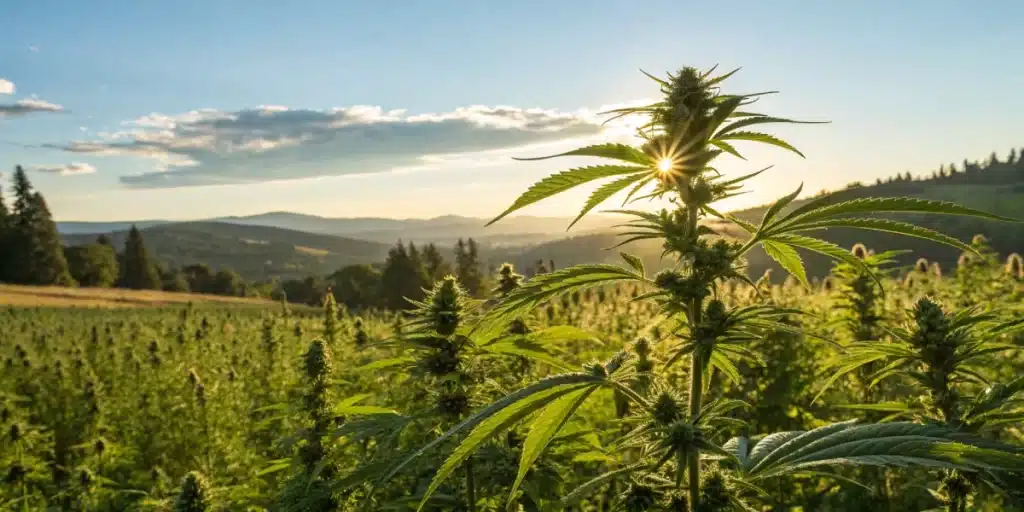 Realistic outdoor view of early-stage autoflower plants in a garden, highlighting their compact growth and the timing issues that hinder successful cloning.