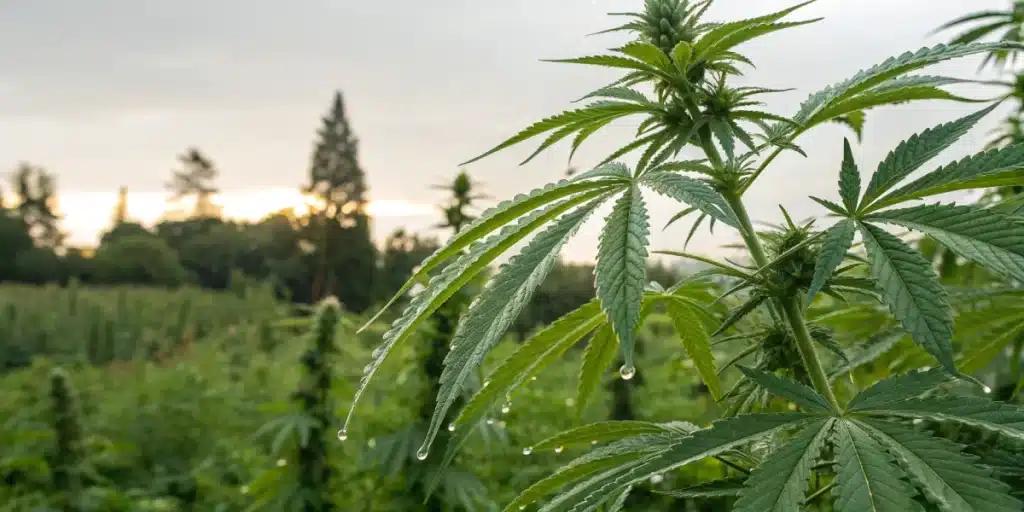 Realistic image of flush cannabis plants post-watering, emphasizing improved plant quality and enhanced harvest potential.