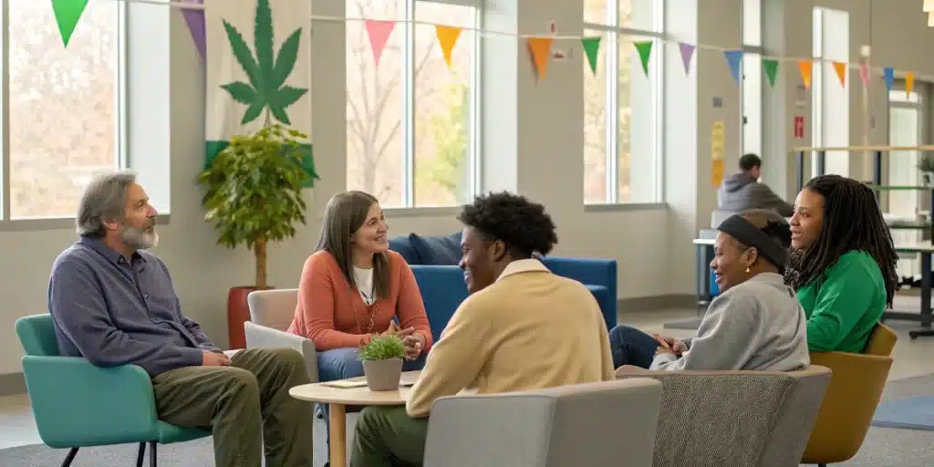 Community meeting on is weed legal in columbia policy reforms in a bright venue.