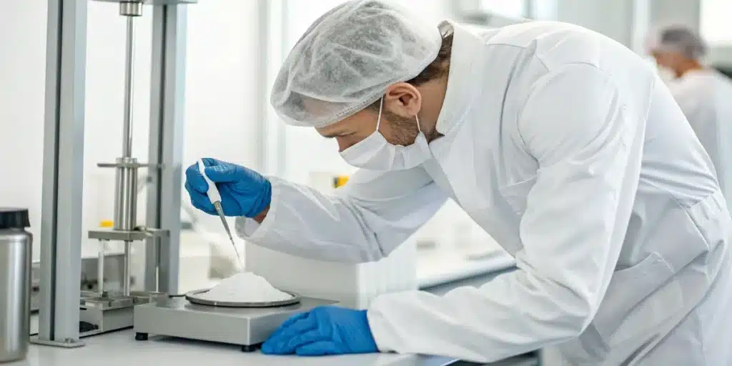 Realistic image of an individual stirring THCA isolate powder into a beverage, demonstrating practical usage.