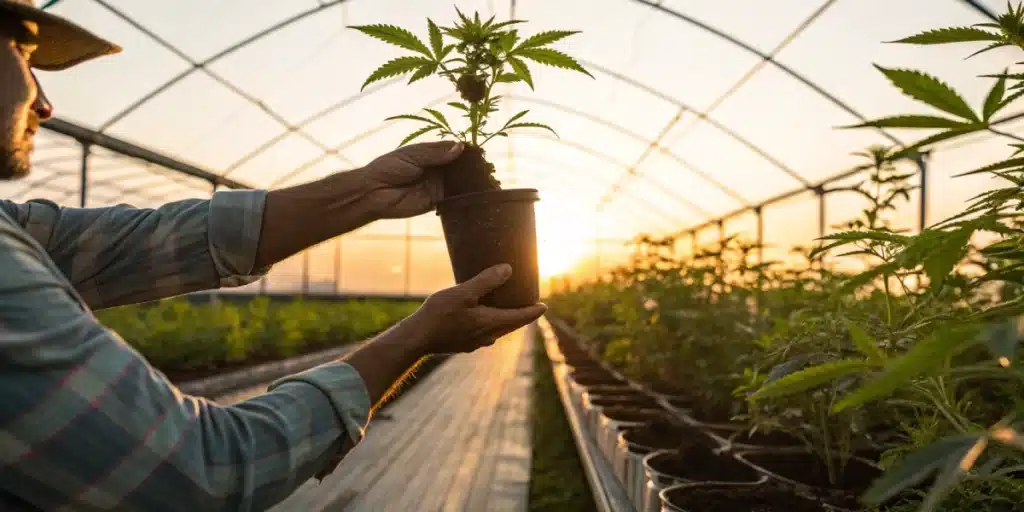 is it better to transplant in the morning or evening cannabis seedling at dawn in greenhouse