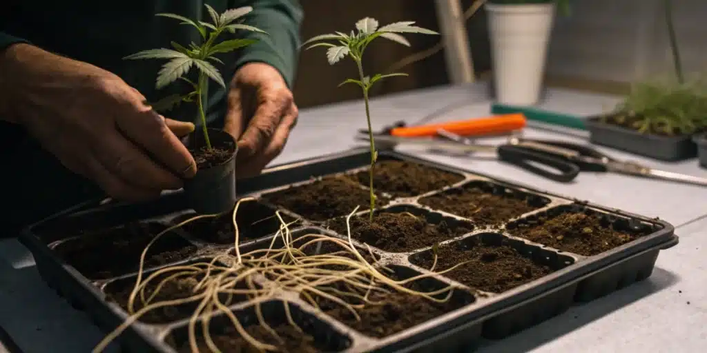 is it better to transplant in the morning or evening cannabis root preparation at dusk