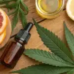 Realistic view of citrus fruits and extraction equipment, highlighting the natural source of valencene terpene.