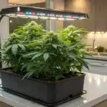 aerogarden cannabis thriving in a modern indoor garden