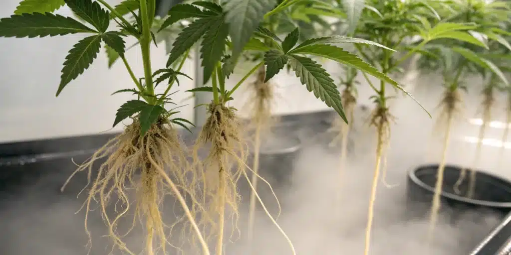 vivid aerogarden cannabis roots absorbing nutrients.