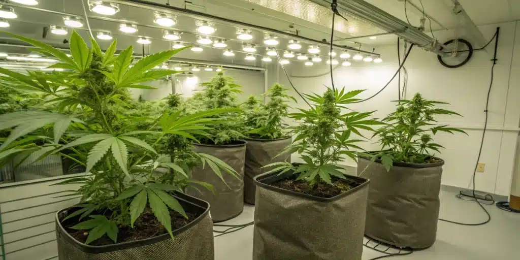 How to grow feminized seeds indoor using fabric pots, LED lighting, and controlled environment for optimal bud production.